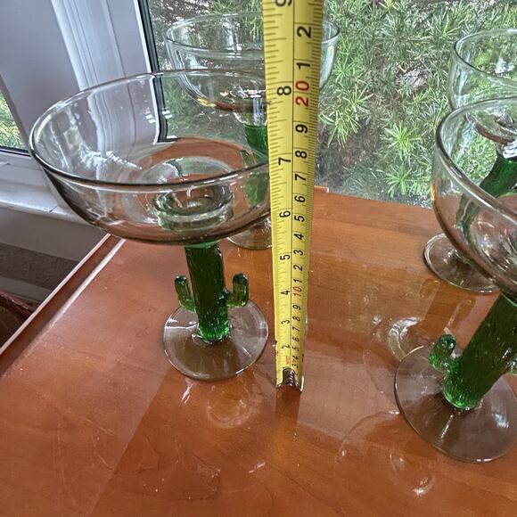 Set of 4 Vintage Green Cactus Stem Margarita Glasses – 7” - Picture 15 of 15